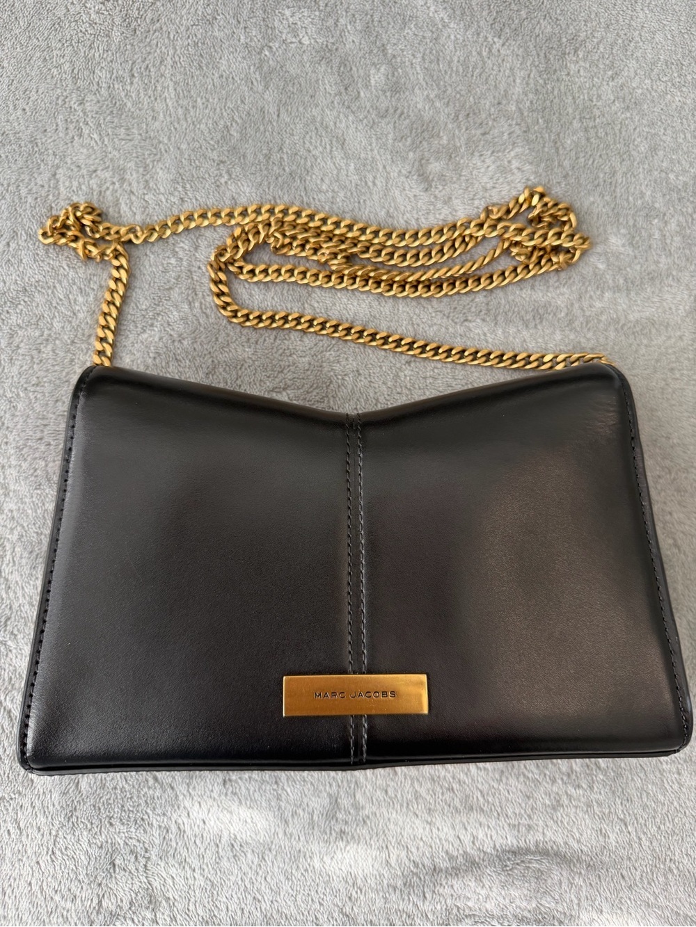 Marc Jacobs Black Leather The Glam Shot Shoulder Bag Gold Chain - Picture 2 of 4